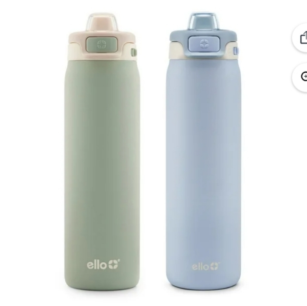 Ello Pop & Fill 22oz 2-Pack Stainless Steel Water Bottle with Leak Proof Lockin